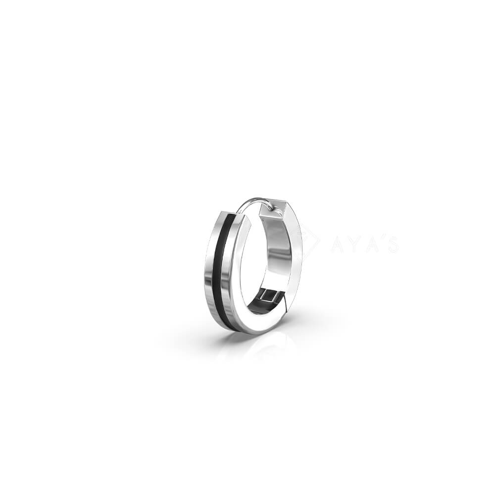 Nova Hoop Earring (Single Stud) | 925 Sterling Silver, Rhodium Plating & Glossy Finish