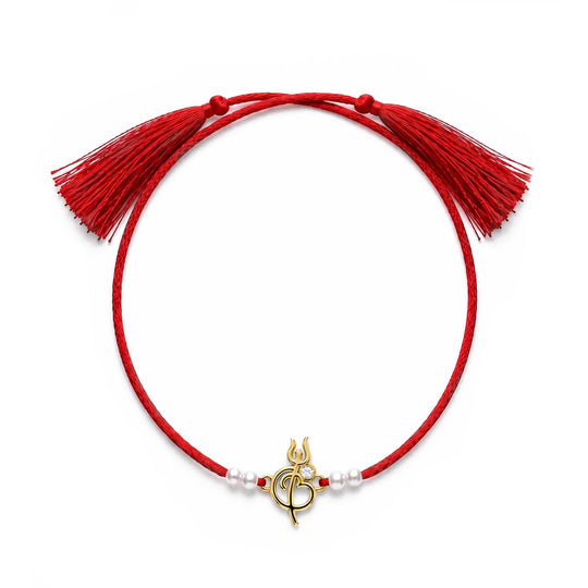 18 Kt Gold Plated Demifine Om Trishul Rakhi