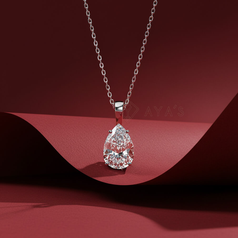 Pear Shaped Solitaire Pendant Necklace