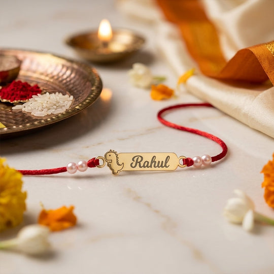 18 Kt Gold Plated Demifine Personalised Adventure Dinosaur Kids Rakhi
