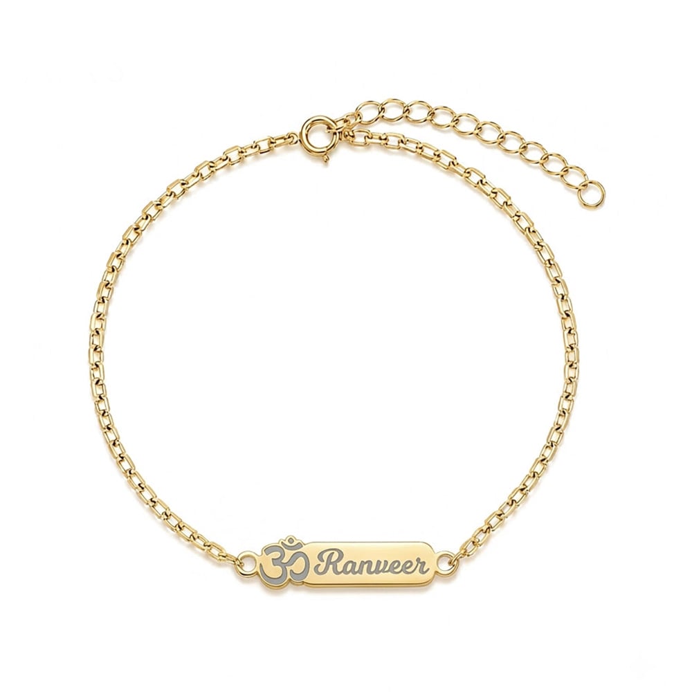 925 Silver Personalised Divine Om Chain Bracelet Rakhi