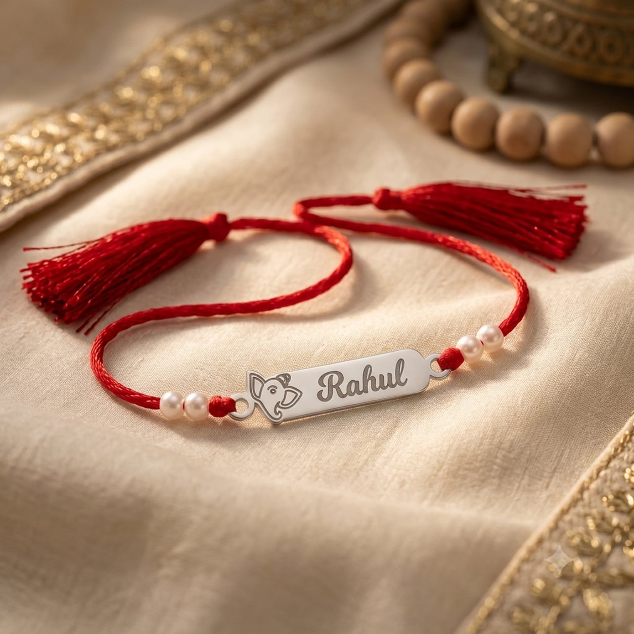 925 Silver Personalised Ganesh Ji Rakhi