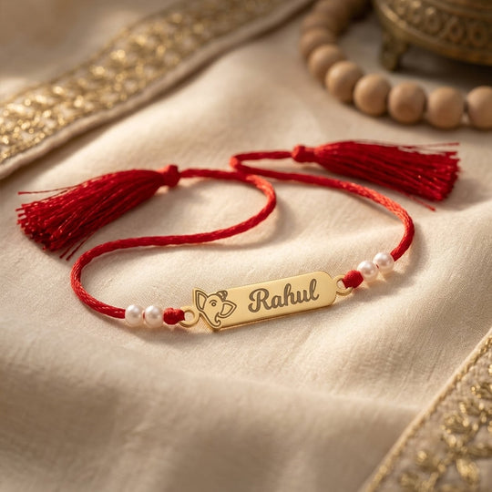 18 Kt Gold Plated Demifine Personalised Ganesh Ji Rakhi