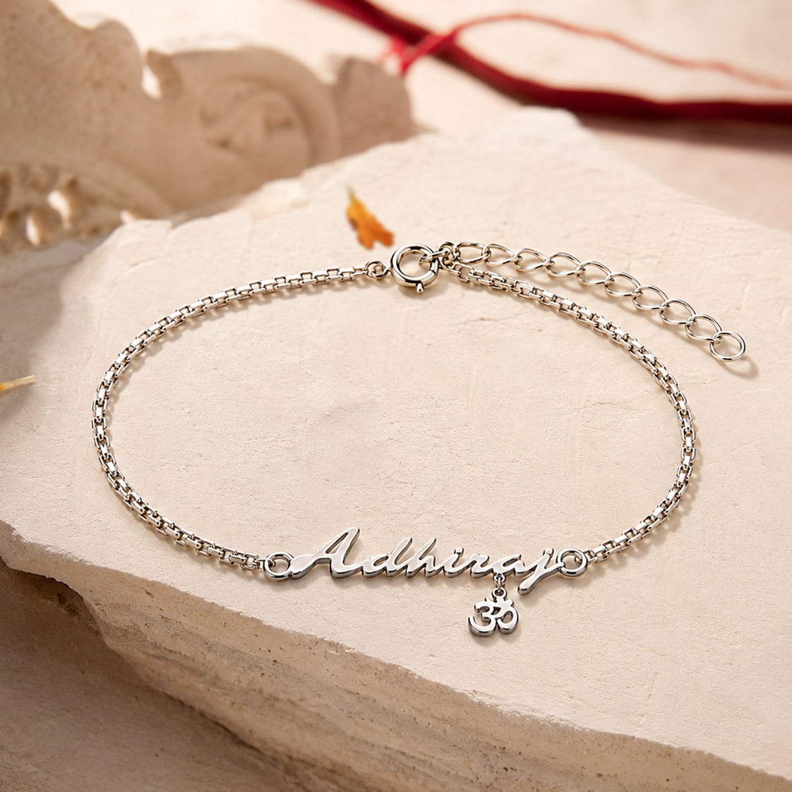925 Silver Personalised Sacred Signature Om Chain Bracelet Rakhi