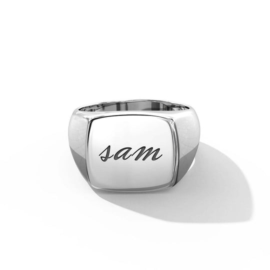 Personalised Plain Ares Men's Ring | 925 Sterling Silver, Rhodium Plating & Glossy Finish