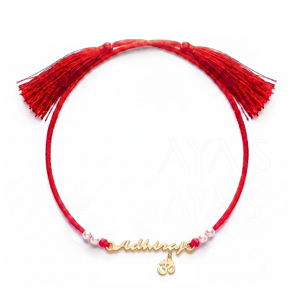18 Kt Gold Plated Demifine Personalised Sacred Signature Om Rakhi
