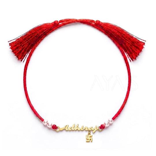 18 Kt Gold Plated Demifine Personalised Sacred Signature Swastik Rakhi