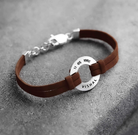 Personalised Sigila Bracelet | 925 Sterling Silver & Premium Suede Leather