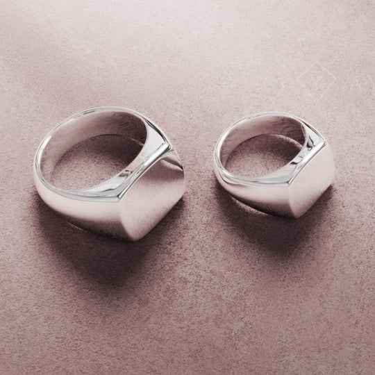 Plain Ares Couple Rings | 925 Sterling Silver, Rhodium Plating & Glossy Finish