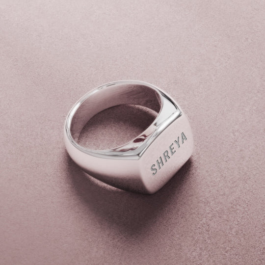 Personalised Plain Ares Women's Ring | 925 Sterling Silver, Rhodium Plating & Glossy Finish