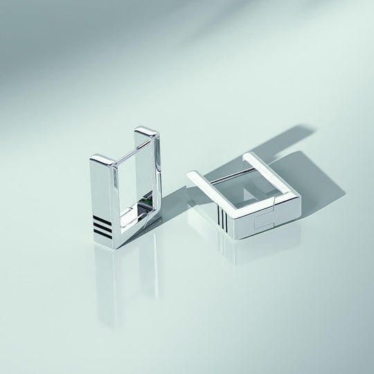 Rave Hoop Earring (Single Stud) | 925 Sterling Silver, Rhodium Plating & Glossy Finish