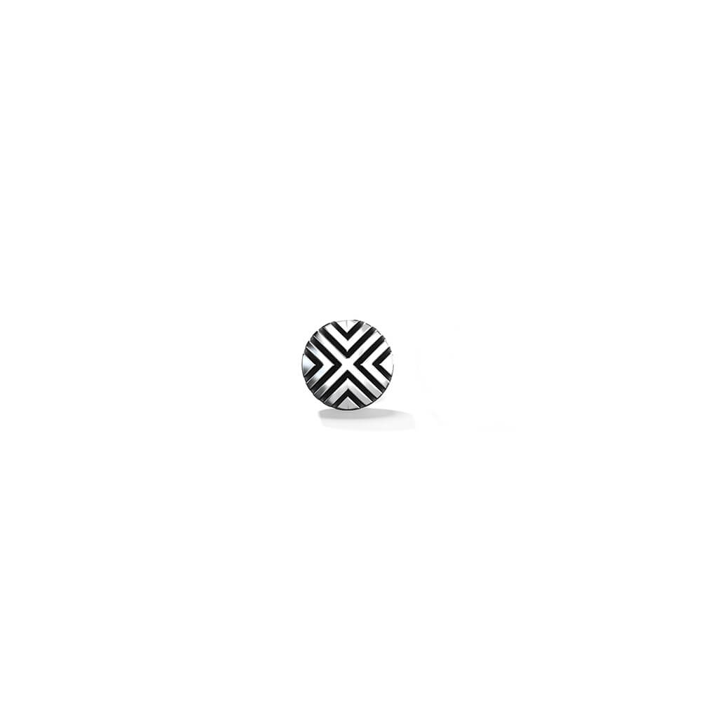 Round Boho Stud (Single Stud) | 925 Sterling Silver, Rhodium Plating & Glossy Finish
