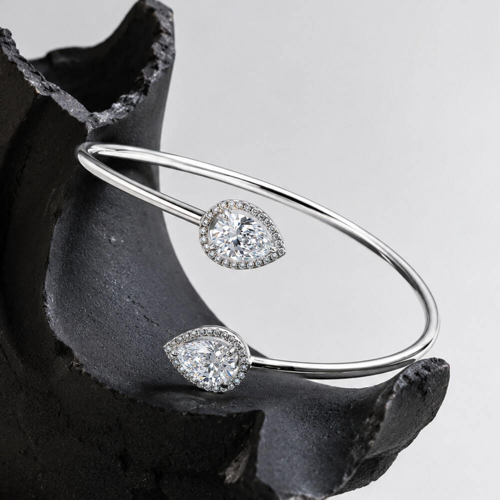Silver Diana Pear Spring Kada