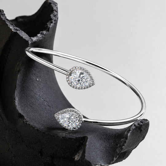 Silver Diana Pear Spring Kada