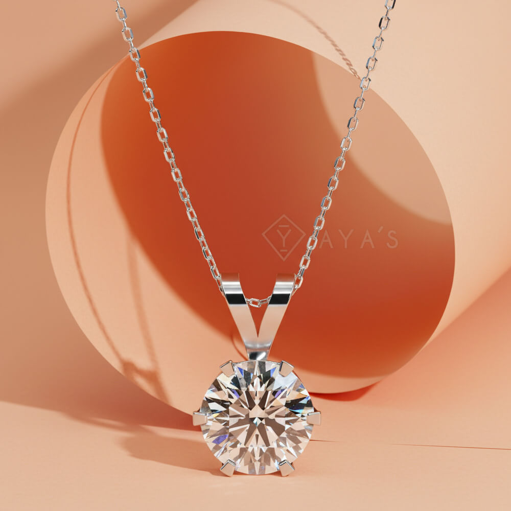 Serica Round Solitaire Pendant Necklace
