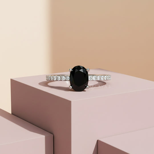 925 Silver Evoliette Black Onyx Natural Gemstone Solitaire Ring