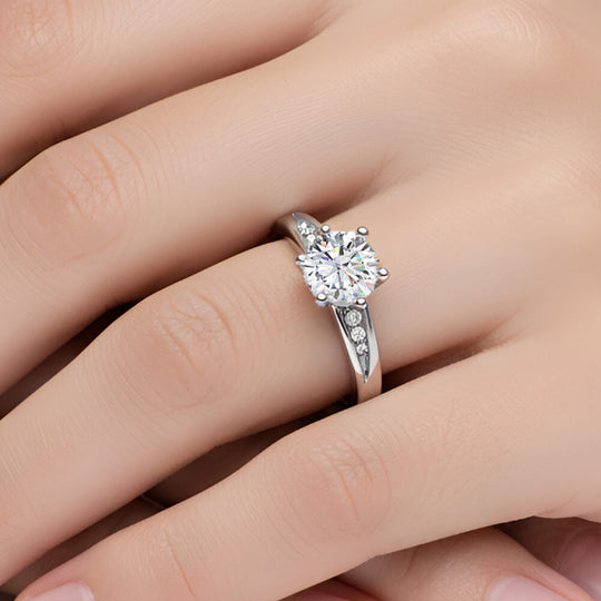 Silver Haloir Solitaire Ring