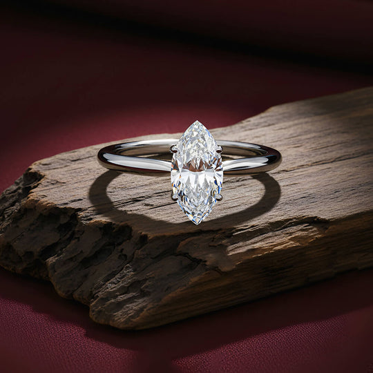 Silver Marqis Solitaire Ring