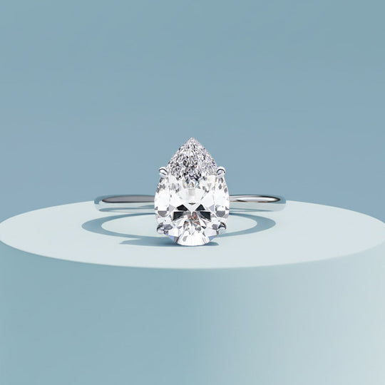 Silver Veloura Drop Solitaire Ring