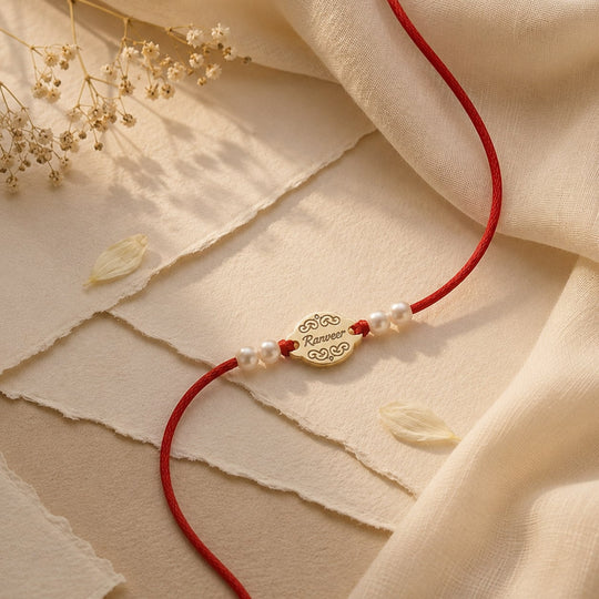 18 Kt Gold Plated Demifine Personalised Sneh Sutra Rakhi