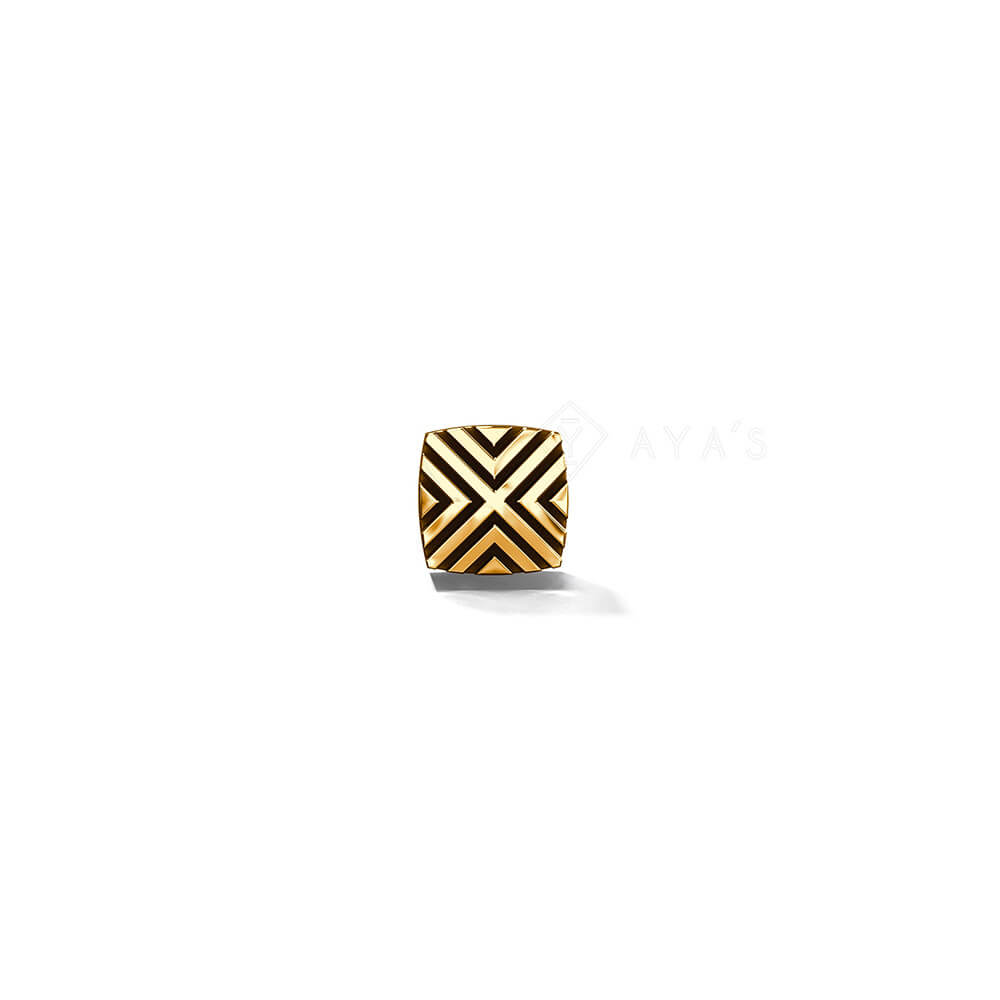 Square Boho Stud (Single Stud) | 925 Sterling Silver, Rhodium Plating & Glossy Finish