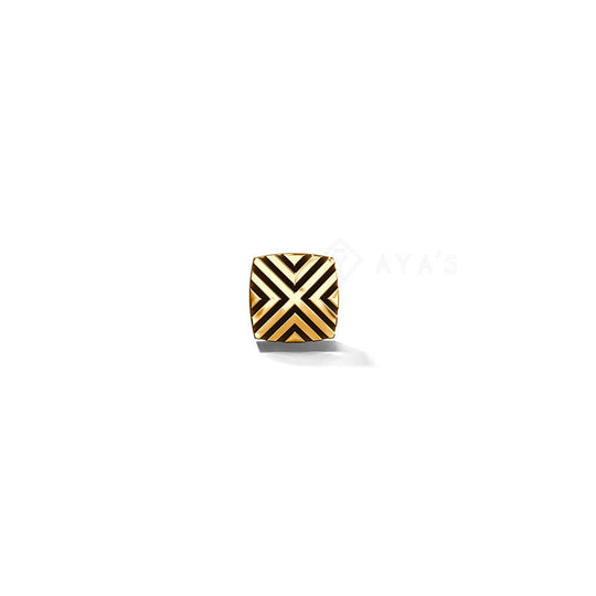 Square Boho Stud (Single Stud) | 925 Sterling Silver, Rhodium Plating & Glossy Finish