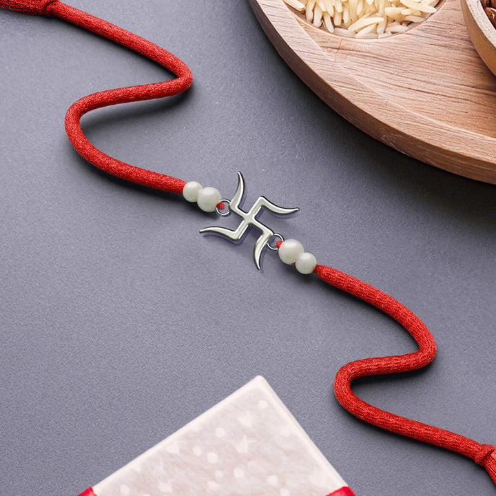 SILVER PLATED SWASTIK RAKHI main image 0