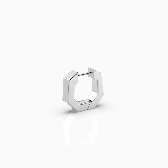Titan Hoop Earring (Single Stud) | 925 Sterling Silver, Rhodium Plating & Glossy Finish
