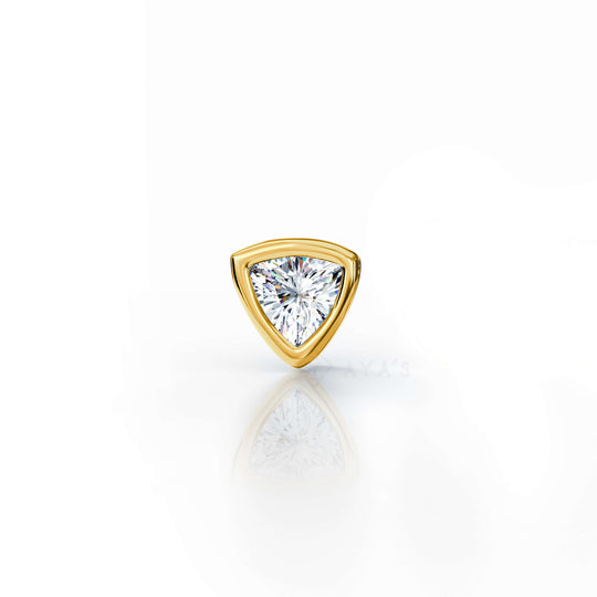 Trillion Solitaire CZ Stud Earring (Single Stud) | 925 Sterling Silver, AAAA Grade Cubic Zirconia, Rhodium Plating & Glossy Finish