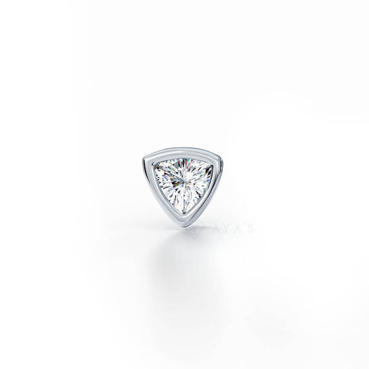Trillion Solitaire CZ Stud Earring (Single Stud) | 925 Sterling Silver, AAAA Grade Cubic Zirconia, Rhodium Plating & Glossy Finish