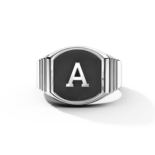 Zeta Alphabet Ring | 925 Sterling Silver, Rhodium Plating & Glossy Finish
