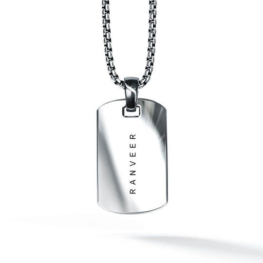 Personalised Zey Pendant | 925 Sterling Silver, Rhodium Plating & Glossy Finish
