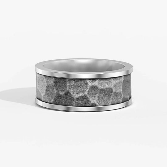 Myolne Ring | 925 Sterling Silver, Rhodium Plating & Hammered Finish